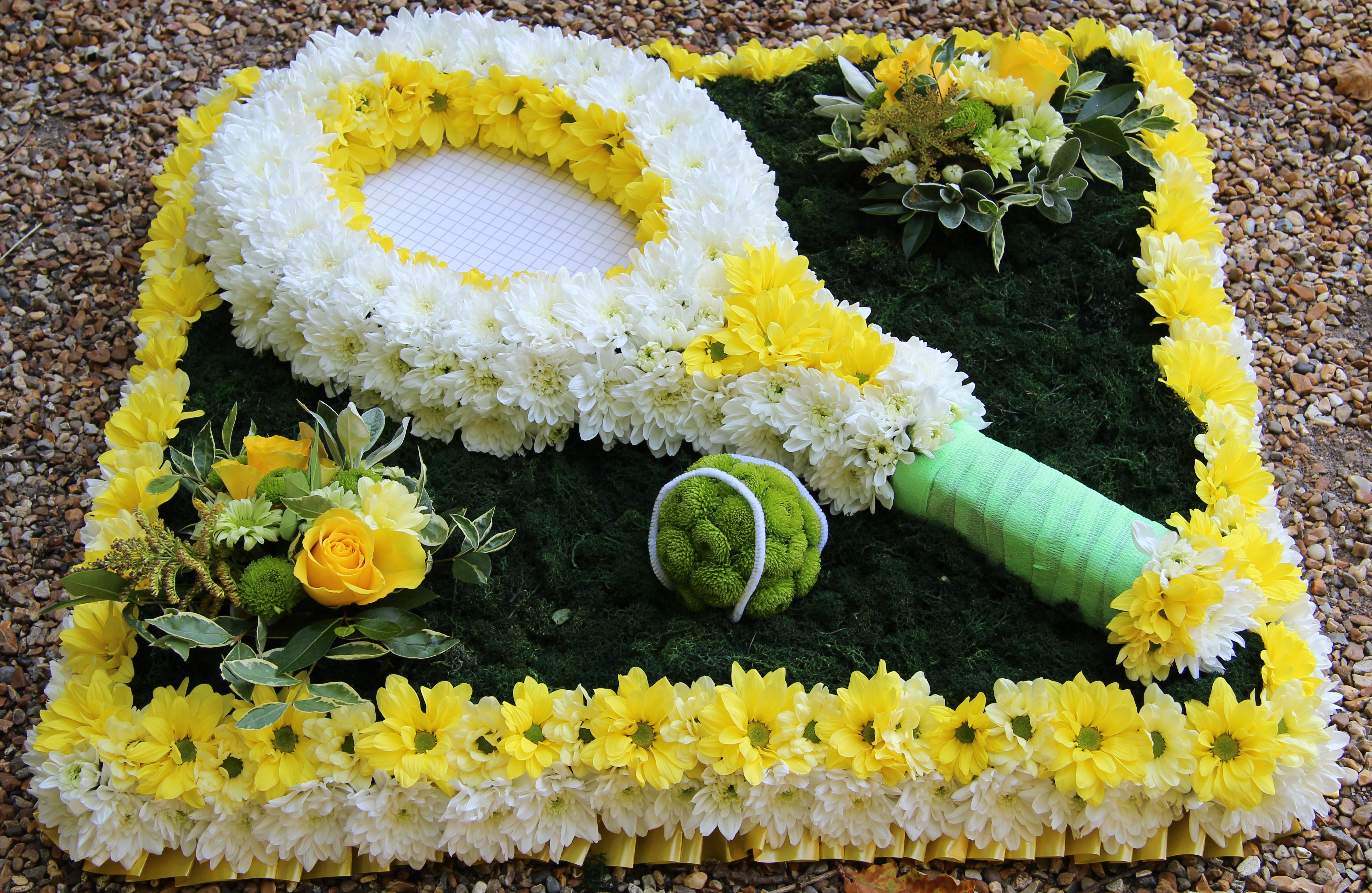 Tennis racket funeral tribute - Hampshire Flower Barn