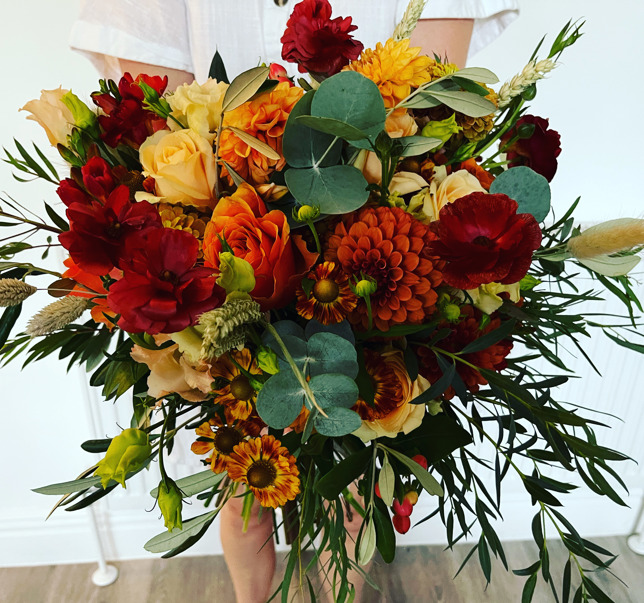 Autumn bouquet with dahlias